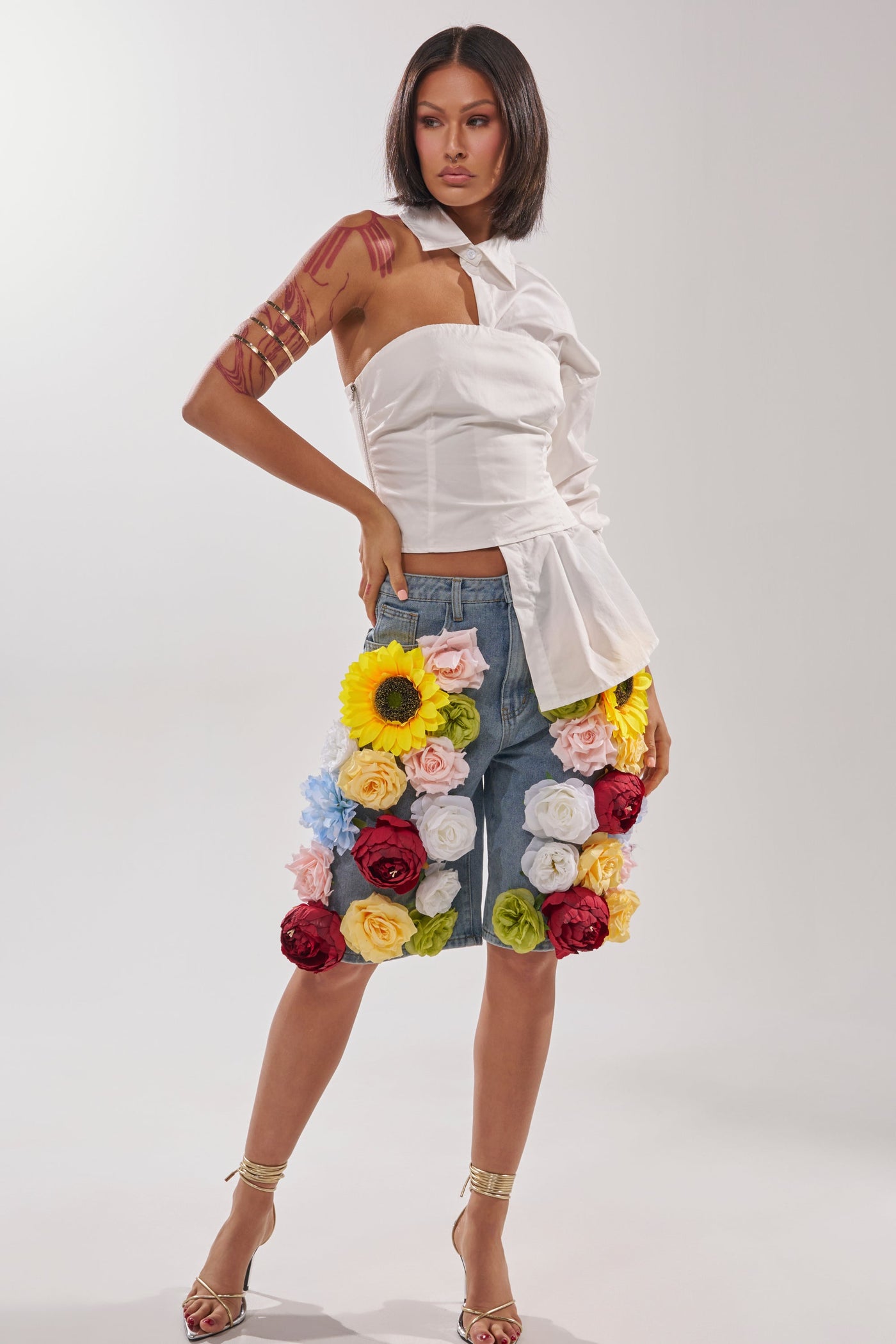 DONT LOOK AT ME ASYMMETRICAL POPLIN BLOUSE