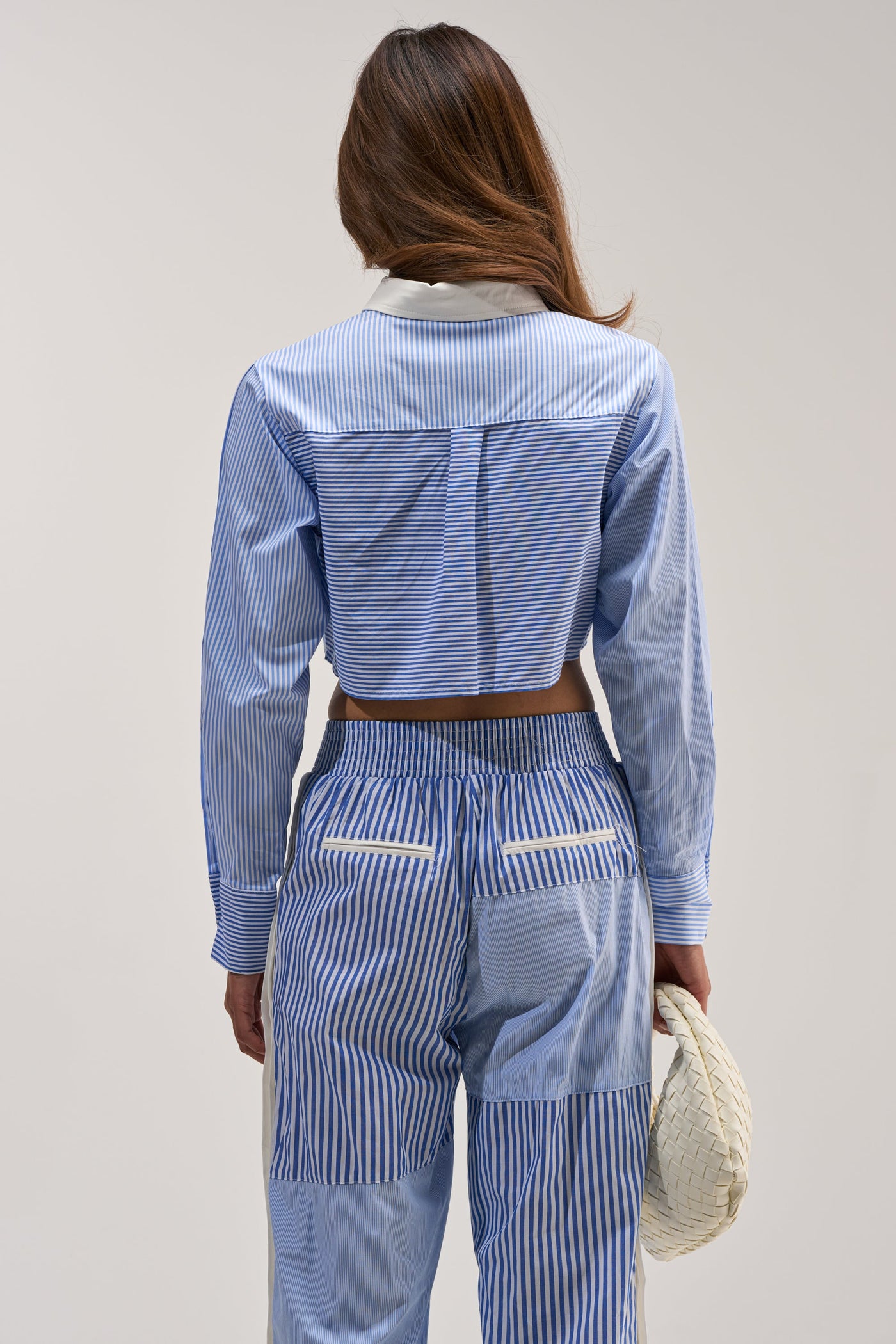 REESE MIXED STRIPE POPLIN BUTTON DOWN BLOUSE
